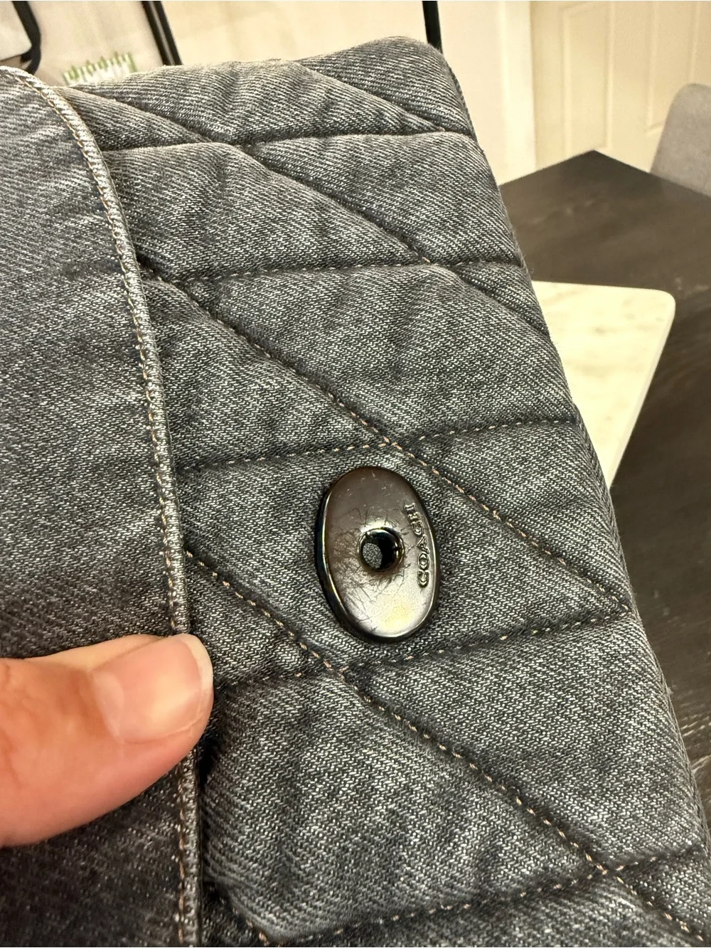 Coach Quilted Denim Tabby 26 Shoulder Bag with Chain Strap